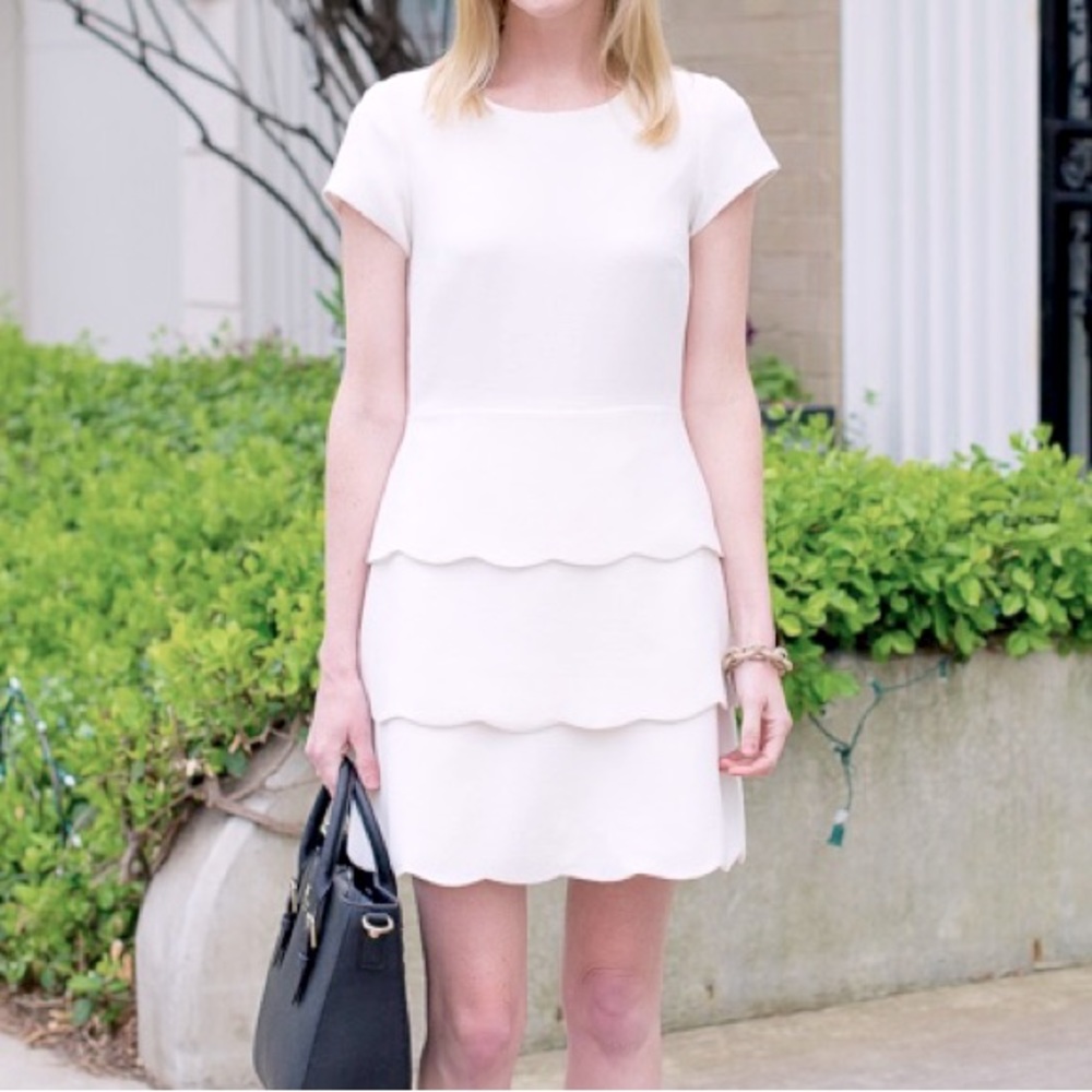 CLUB MONACO white scalliped tier dress